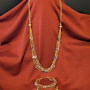 Gold and Multicolor Beaded Jewelry Set